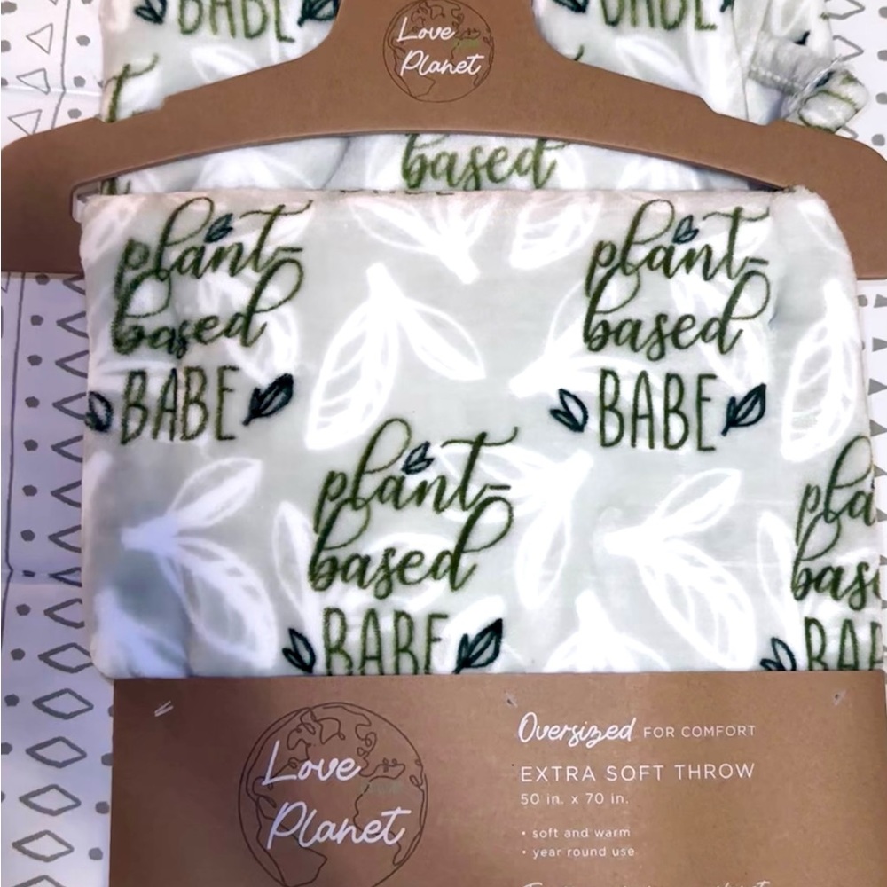 Love Our Planet “PLANT BASED BABE” Oversized Ultra Soft Throw Blanket 50…